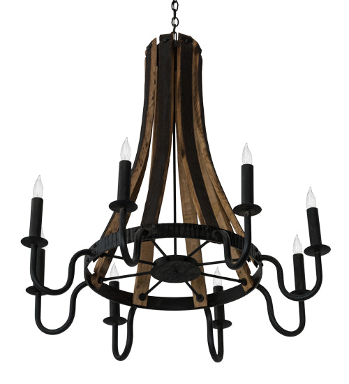 43" Barrel Stave Madera 8 Light Chandelier detail view