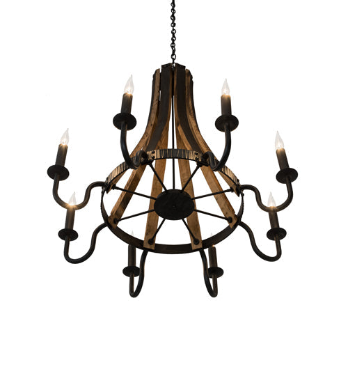 43" Barrel Stave Madera 8 Light Chandelier detail view