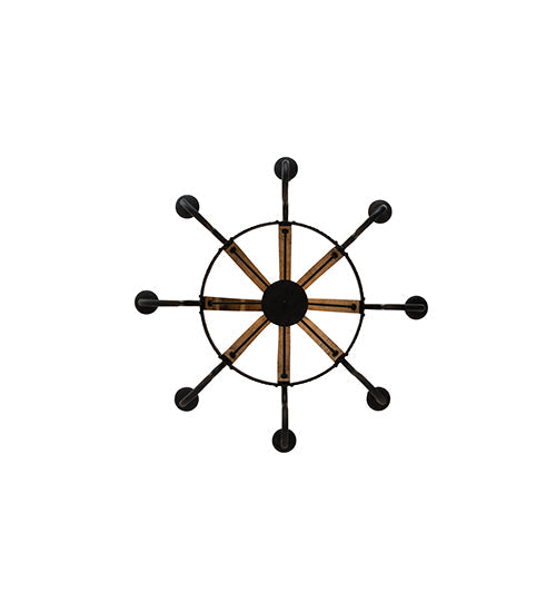 43" Barrel Stave Madera 8 Light Chandelier detail view