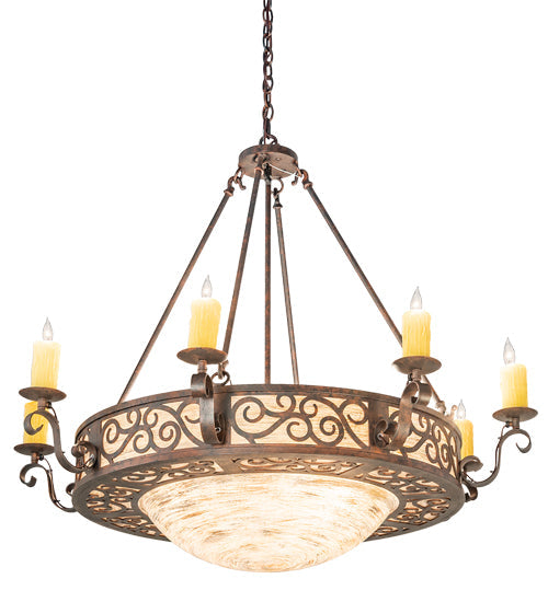 42" Delano 8 Light Bowl Chandelier detail view