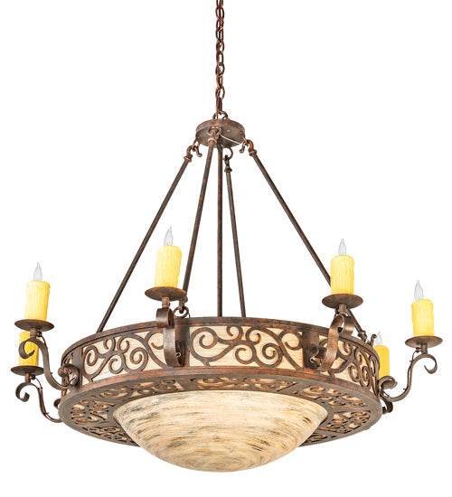 42" Delano 8 Light Bowl Chandelier detail view