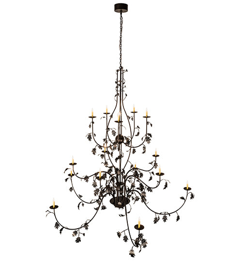 96" Oak Leaf 15 Light Chandelier detail view