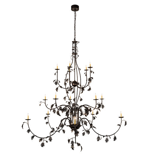 96" Oak Leaf 15 Light Chandelier detail view