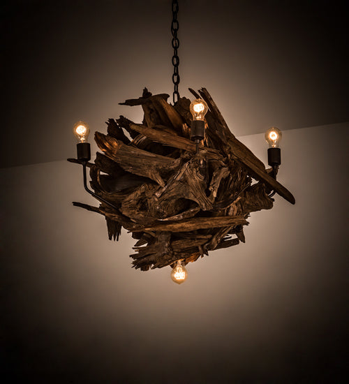 30 inch Driftwood 6 Light Chandelier detail view