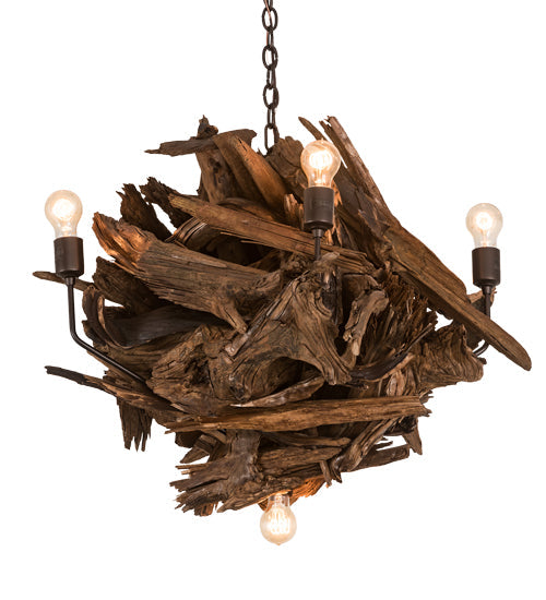 30 inch Driftwood 6 Light Chandelier detail view