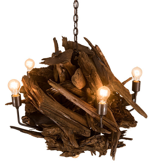 30 inch Driftwood 6 Light Chandelier detail view