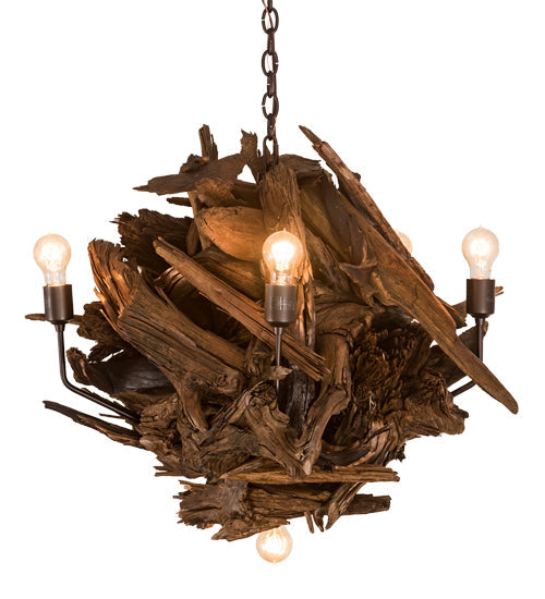 30 inch Driftwood 6 Light Chandelier detail view