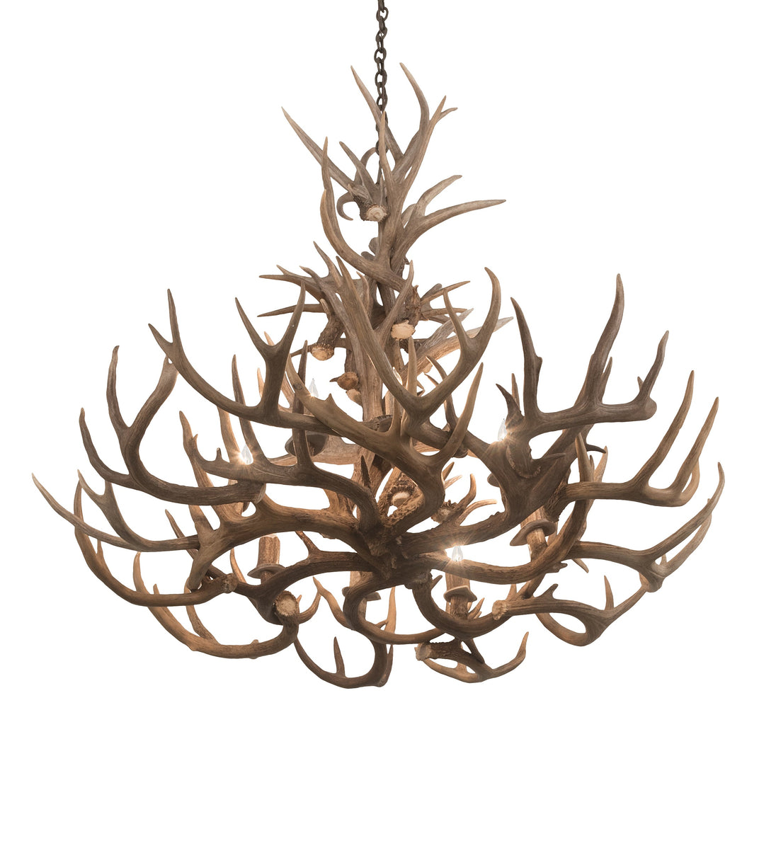 43" Antlers Whitetail Deer 8 Light Chandelier detail view
