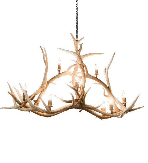 66.5" Antlers Elk 10 Light Oblong Chandelier detail view