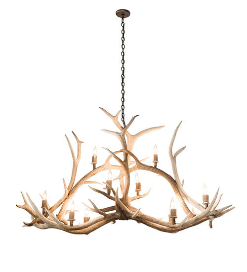 66.5" Antlers Elk 10 Light Oblong Chandelier detail view