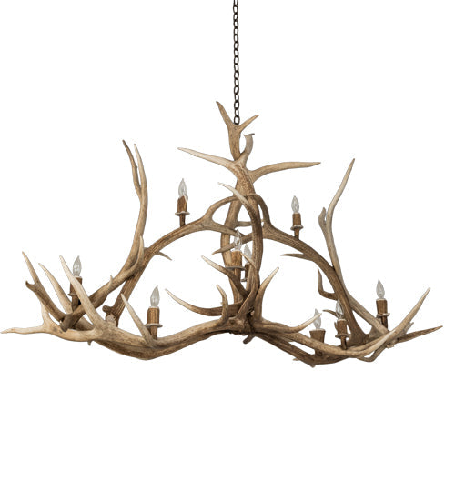 66.5" Antlers Elk 10 Light Oblong Chandelier detail view