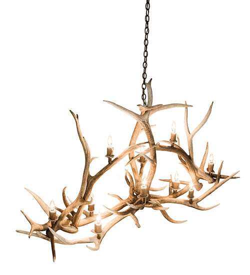 66.5" Antlers Elk 10 Light Oblong Chandelier detail view