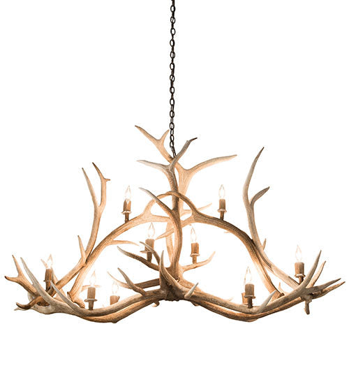 66.5" Antlers Elk 10 Light Oblong Chandelier detail view