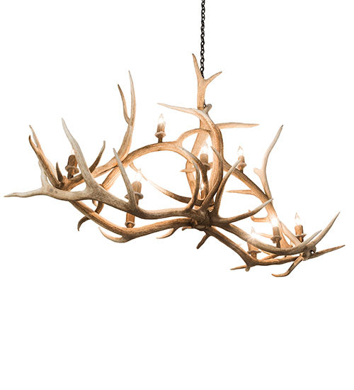 66.5" Antlers Elk 10 Light Oblong Chandelier detail view