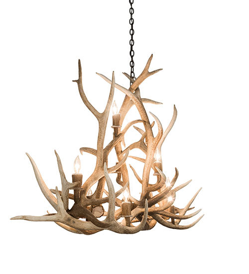 66.5" Antlers Elk 10 Light Oblong Chandelier detail view