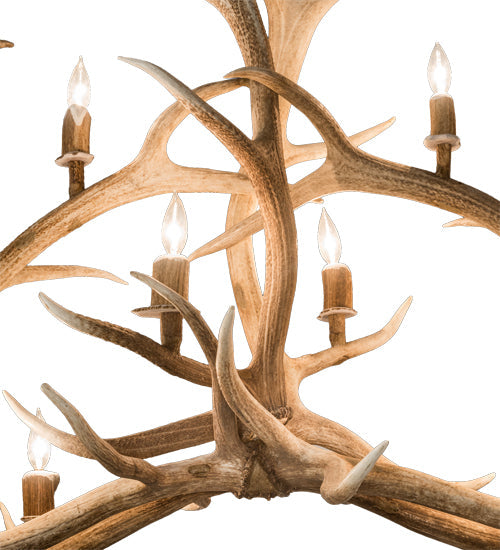 66.5" Antlers Elk 10 Light Oblong Chandelier detail view