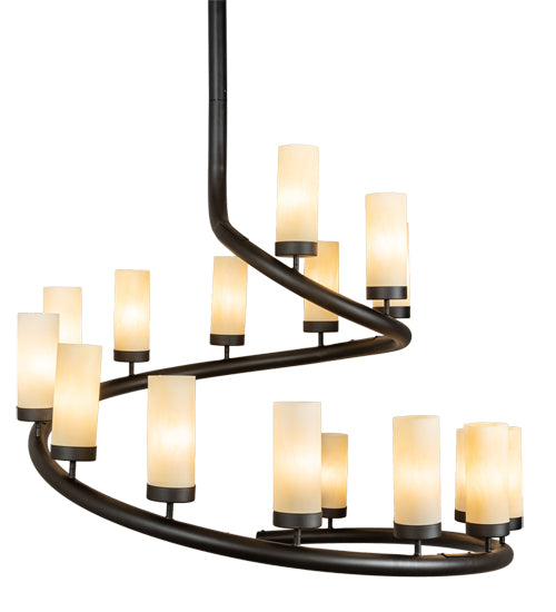 60" French Horn 17 Light Chandelier detail view