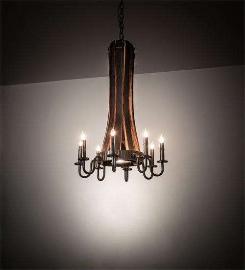 20" Barrel Stave Madera 8 Light Chandelier detail view