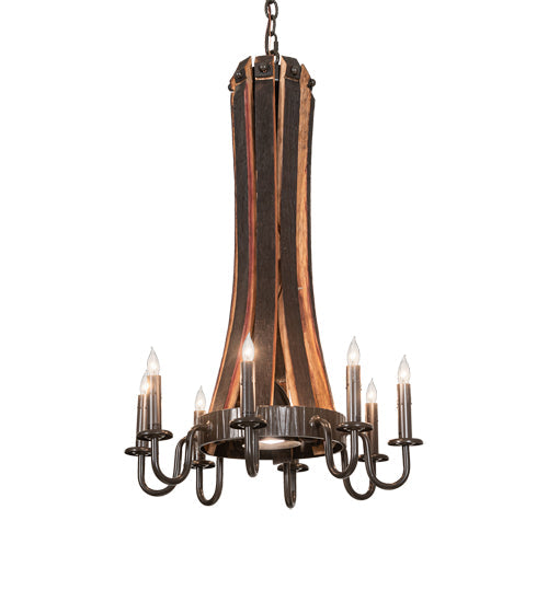 20" Barrel Stave Madera 8 Light Chandelier detail view