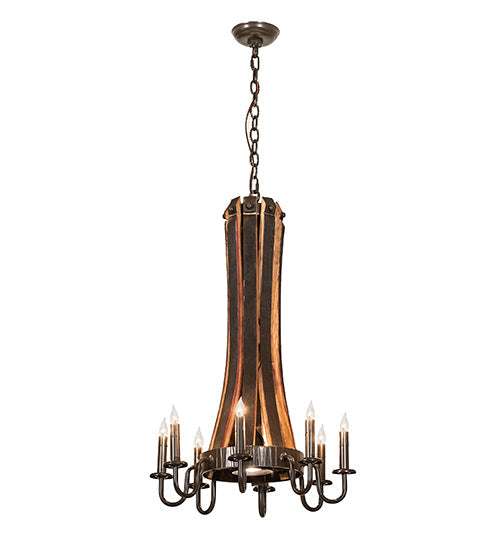 20" Barrel Stave Madera 8 Light Chandelier detail view