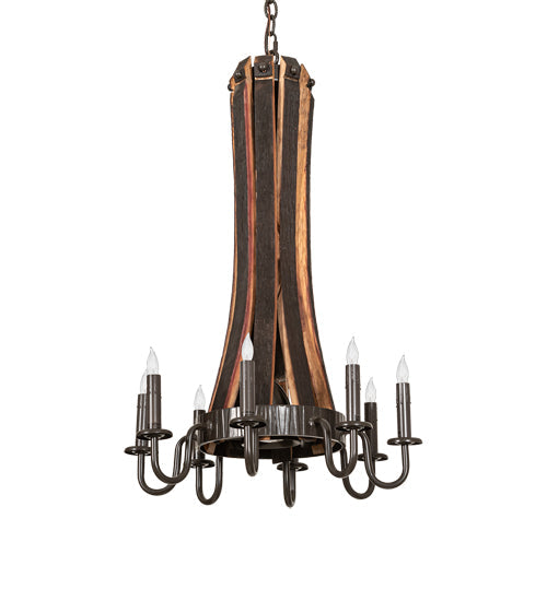 20" Barrel Stave Madera 8 Light Chandelier detail view
