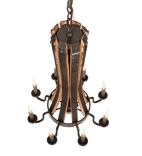 20" Barrel Stave Madera 8 Light Chandelier detail view