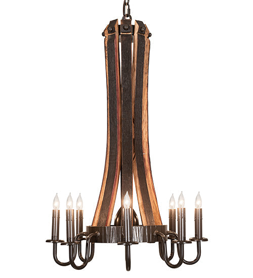 20" Barrel Stave Madera 8 Light Chandelier detail view