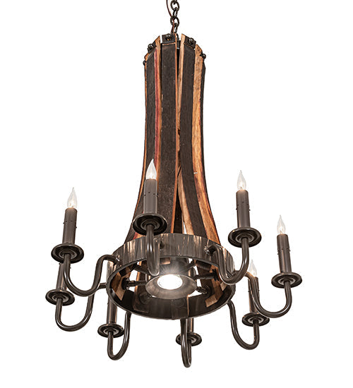 20" Barrel Stave Madera 8 Light Chandelier detail view