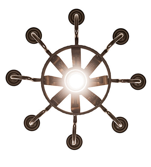 20" Barrel Stave Madera 8 Light Chandelier detail view