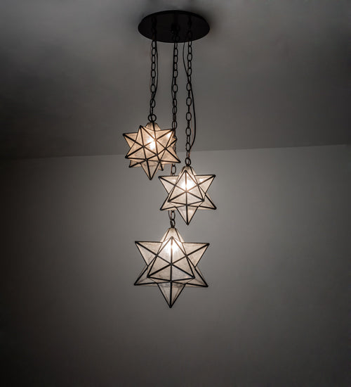 17" Moravian Star 3 Light Cascading Pendant - hero