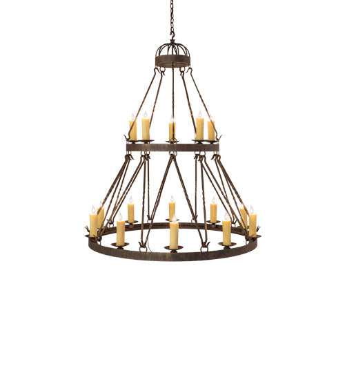 48" Lakeshore 15 Light Two Tier Chandelier detail view