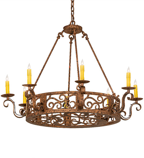 36" Delano 8 Light Chandelier detail view