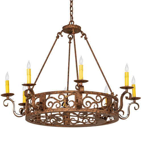 36" Delano 8 Light Chandelier detail view