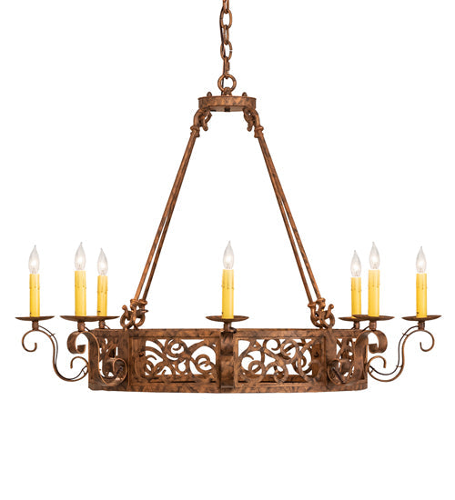 36" Delano 8 Light Chandelier detail view