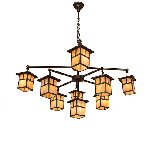 50" Hyde Park T Mission 9 Light Chandelier detail view