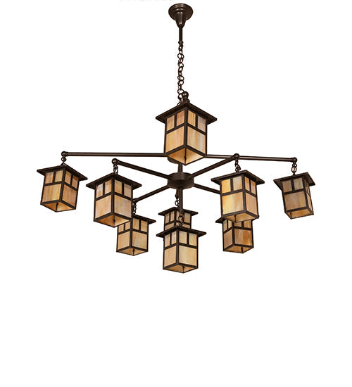 50" Hyde Park T Mission 9 Light Chandelier detail view