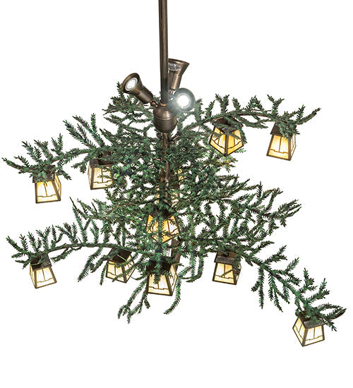 52" Pine Branch Valley View 12 Light Oblong Chandelier detail view