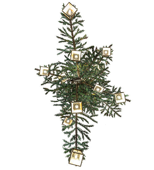 52" Pine Branch Valley View 12 Light Oblong Chandelier detail view