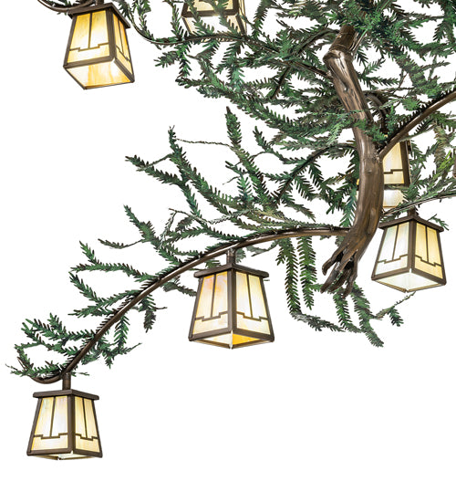52" Pine Branch Valley View 12 Light Oblong Chandelier detail view