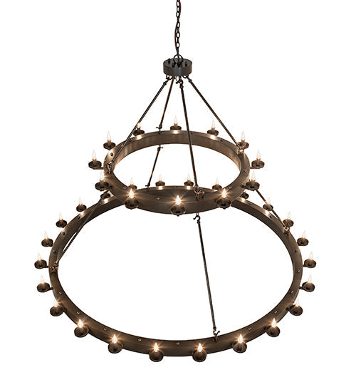 72" Loxley 36 Light Two Tier Chandelier detail view