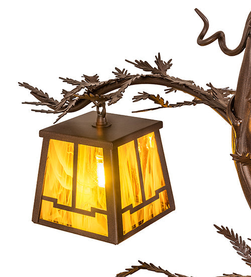 28" Pine Branch Valley View 4 Light Chandelier detail view