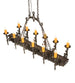 60" Tudor 12 Light Oblong Chandelier detail view