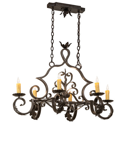 36" Rosalie 6 Light Oblong Chandelier detail view