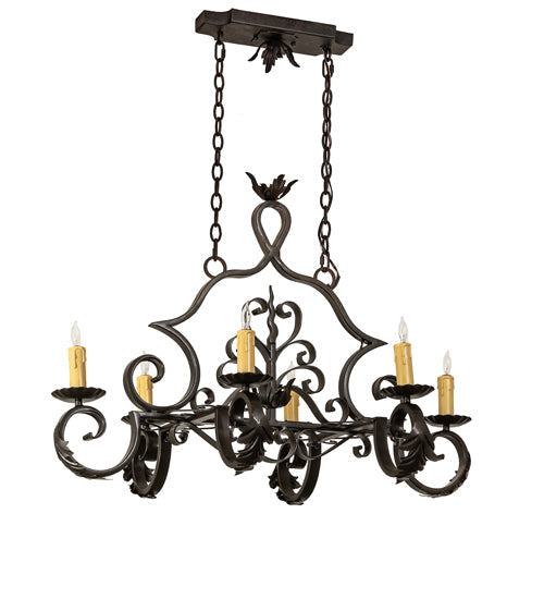 36" Rosalie 6 Light Oblong Chandelier detail view
