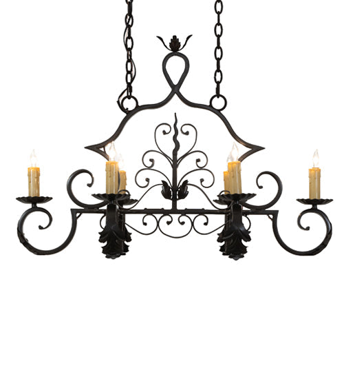 36" Rosalie 6 Light Oblong Chandelier detail view