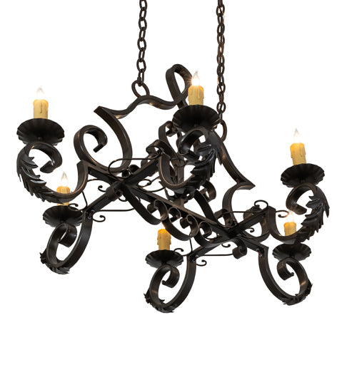 36" Rosalie 6 Light Oblong Chandelier detail view