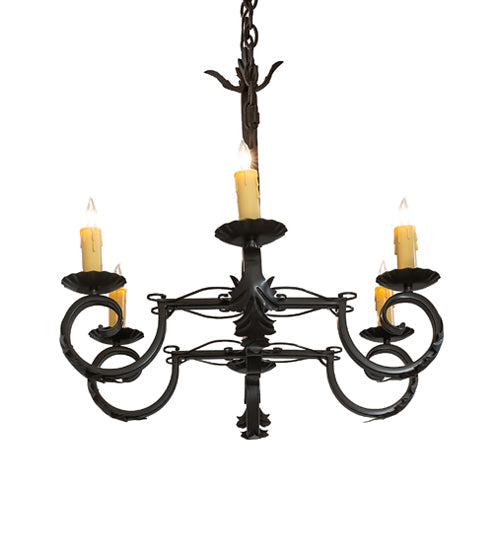 36" Rosalie 6 Light Oblong Chandelier detail view