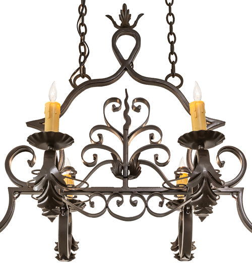 36" Rosalie 6 Light Oblong Chandelier detail view