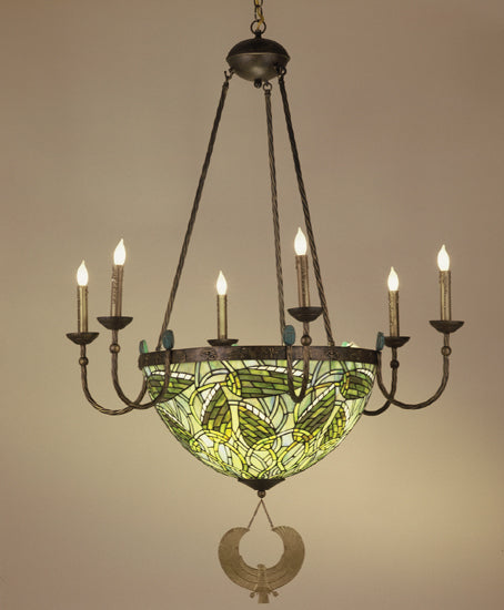 35 inch Lotus Bud 6 Arm Inverted Chandelier detail view