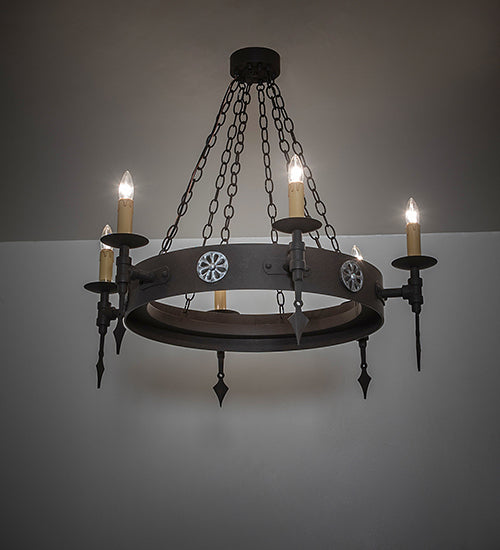 34" Warwick 6 Light Chandelier detail view